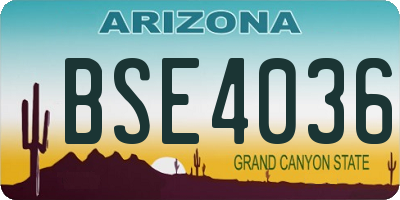 AZ license plate BSE4036