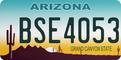 AZ license plate BSE4053