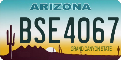 AZ license plate BSE4067