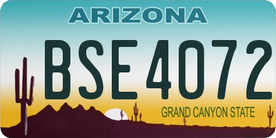 AZ license plate BSE4072