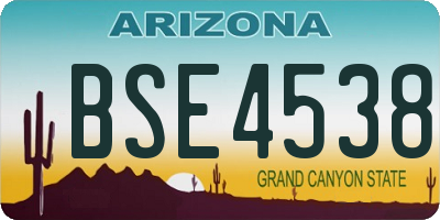 AZ license plate BSE4538