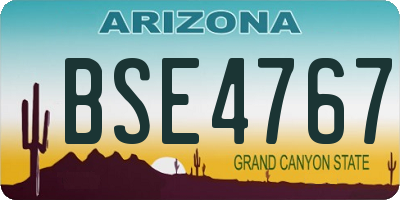 AZ license plate BSE4767