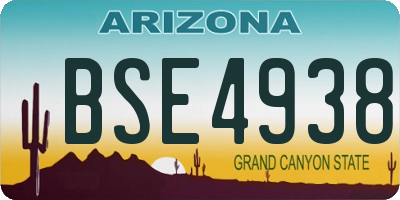 AZ license plate BSE4938