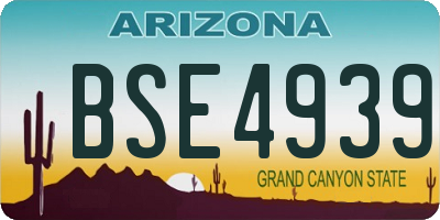 AZ license plate BSE4939