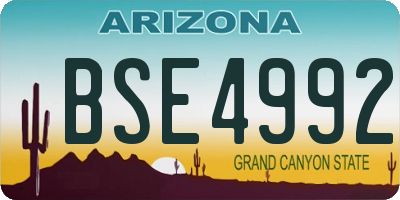 AZ license plate BSE4992