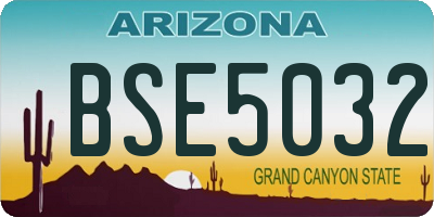 AZ license plate BSE5032
