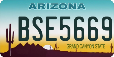 AZ license plate BSE5669