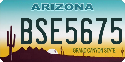 AZ license plate BSE5675