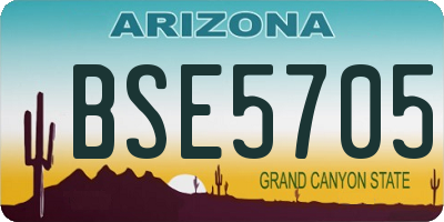 AZ license plate BSE5705