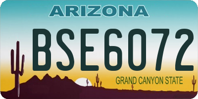 AZ license plate BSE6072