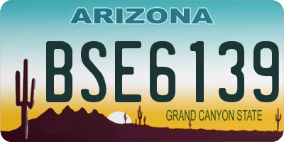 AZ license plate BSE6139