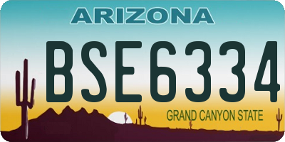 AZ license plate BSE6334