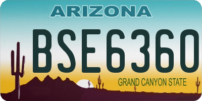 AZ license plate BSE6360