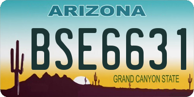 AZ license plate BSE6631