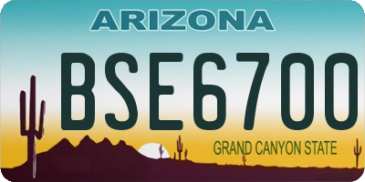 AZ license plate BSE6700