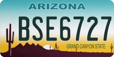 AZ license plate BSE6727