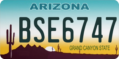 AZ license plate BSE6747