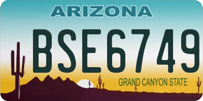 AZ license plate BSE6749