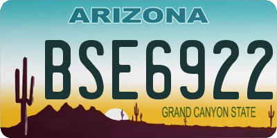 AZ license plate BSE6922