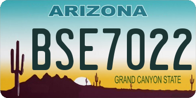AZ license plate BSE7022