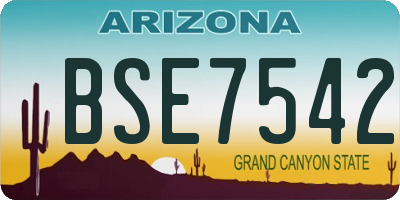 AZ license plate BSE7542