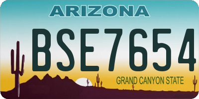 AZ license plate BSE7654