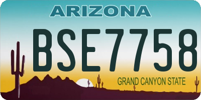 AZ license plate BSE7758