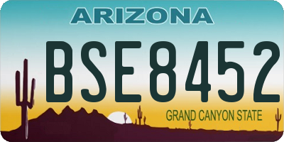 AZ license plate BSE8452