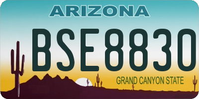 AZ license plate BSE8830