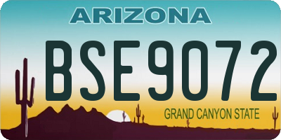 AZ license plate BSE9072