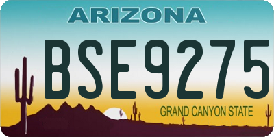 AZ license plate BSE9275