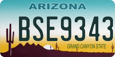 AZ license plate BSE9343