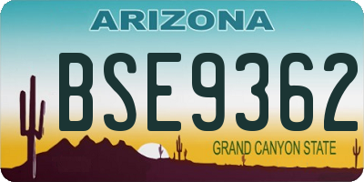 AZ license plate BSE9362
