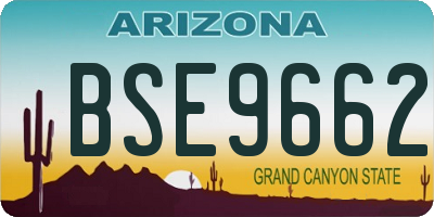 AZ license plate BSE9662