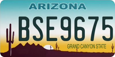 AZ license plate BSE9675