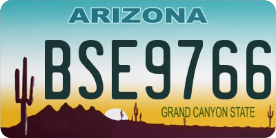 AZ license plate BSE9766