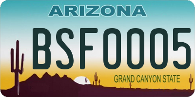 AZ license plate BSF0005