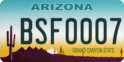 AZ license plate BSF0007