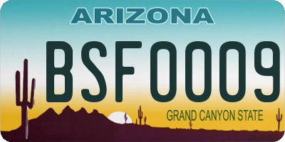 AZ license plate BSF0009