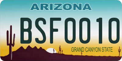 AZ license plate BSF0010