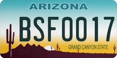 AZ license plate BSF0017