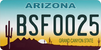 AZ license plate BSF0025