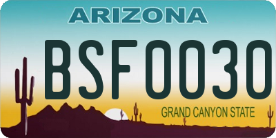 AZ license plate BSF0030