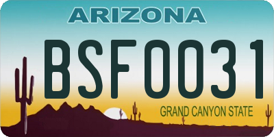 AZ license plate BSF0031