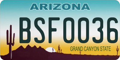 AZ license plate BSF0036