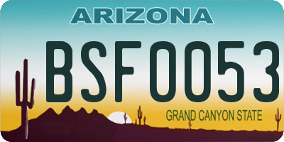AZ license plate BSF0053