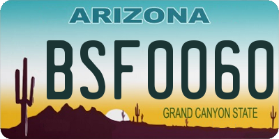 AZ license plate BSF0060