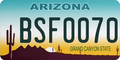 AZ license plate BSF0070