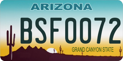 AZ license plate BSF0072