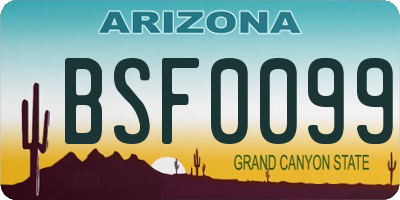 AZ license plate BSF0099